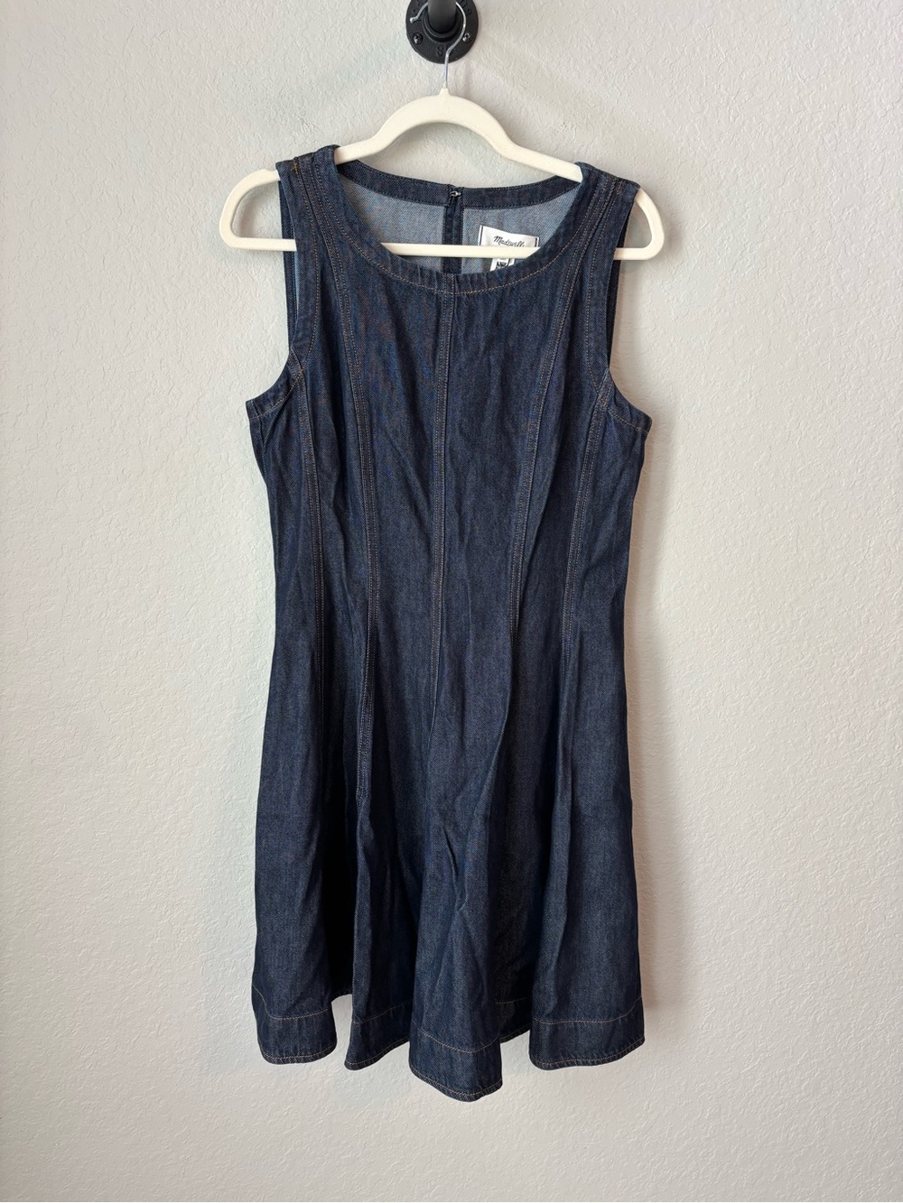 NWT Madewell Airy Denim Circle Mini Dress Rinse Wash Fit & Flare Size Medium - Picture 8 of 11